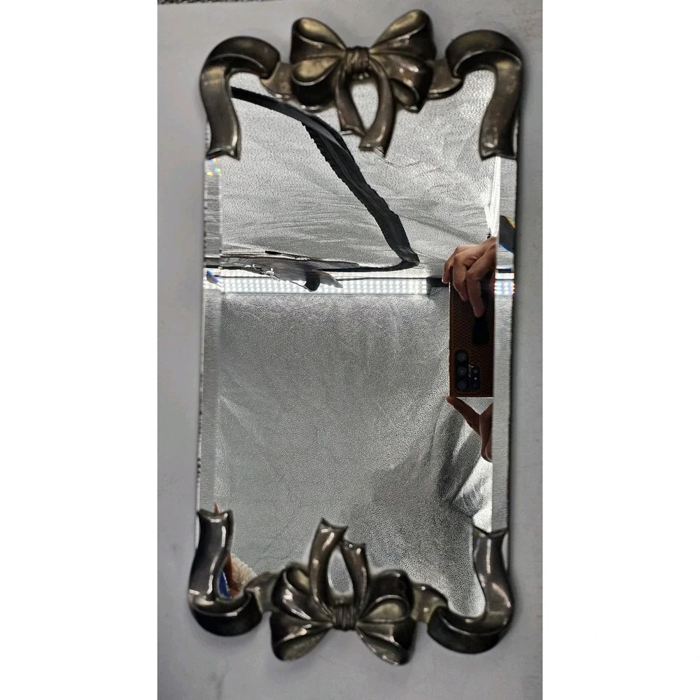 Vintage GSA Godinger Silver Plated Mirror Vanity Tray Victorian Bouquets Ribbon‎